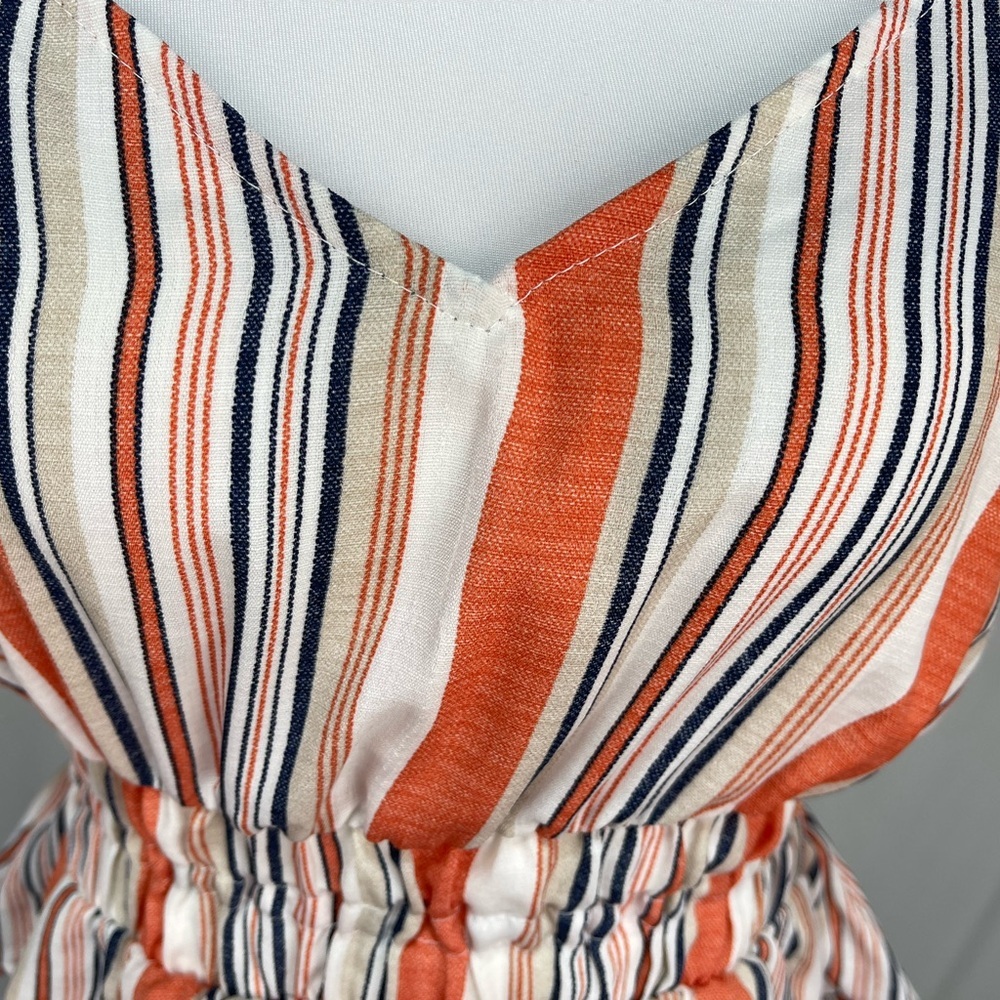 Sage the labor orange white stripes peplum cropped spaghetti straps tank top M - Picture 7 of 14